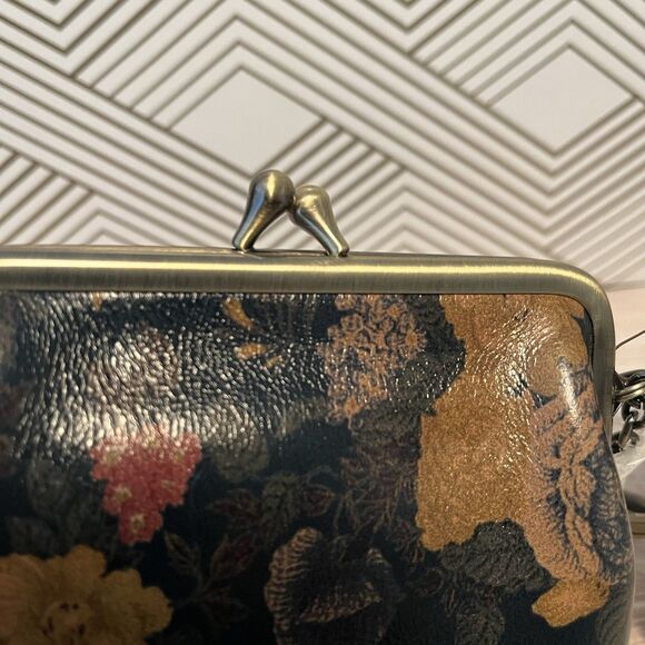 NWT PATRICIA NASH BORSE Leather Coin Purse Vintage Floral Brocade Denim Fields - Picture 8 of 12